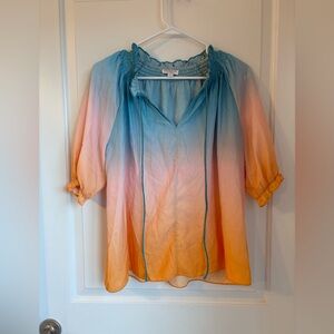 Current Air Blue and Orange Gradient Blouse